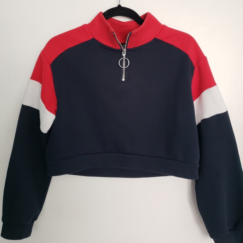 ✨3/$25✨ H&M Color-block Quarter/Half-zip Sweater - Picture 1 of 3